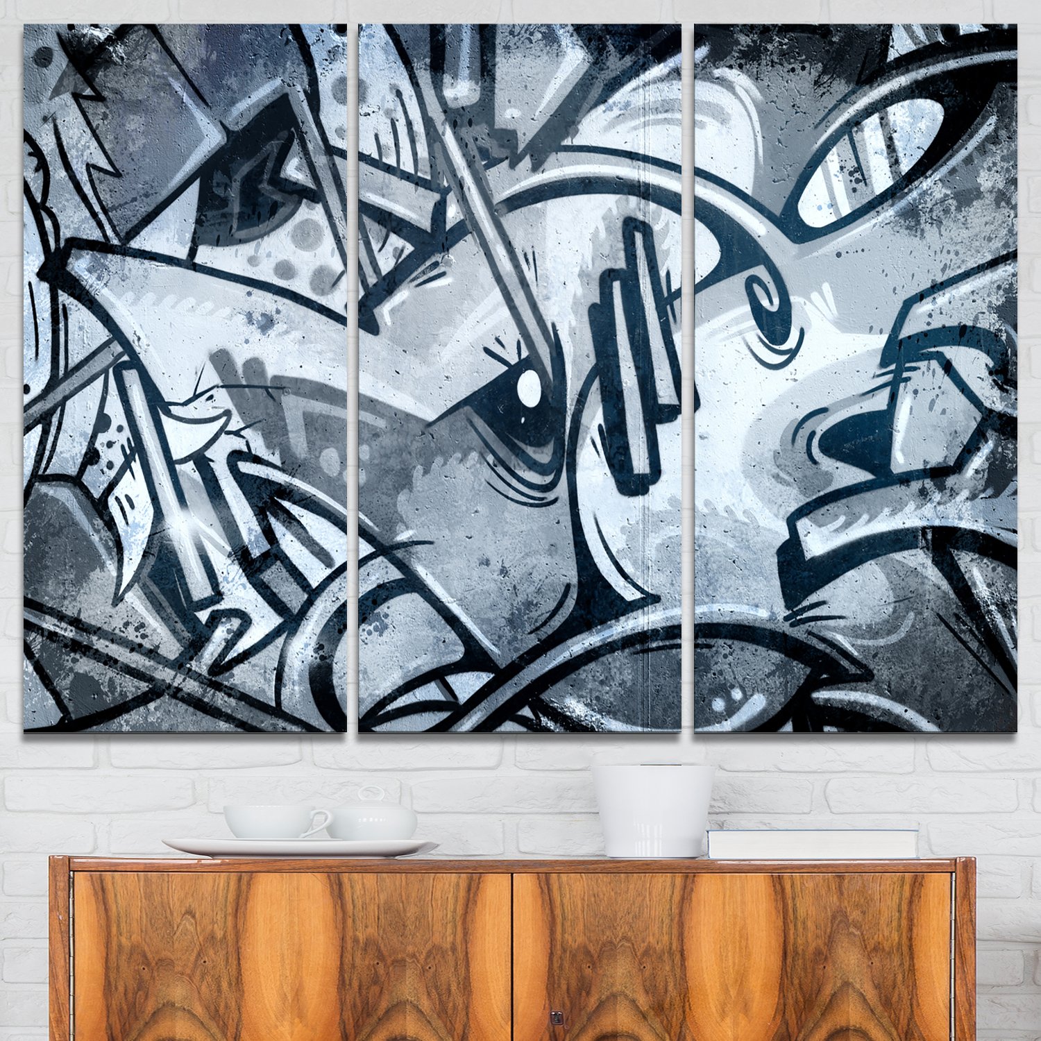 Designart MT7817-3P Graffiti Over Old Dirty Wall Street Art